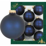 8x Midnight haze donkerblauwe glazen kerstballen mat 7 cm kerstboomversiering - Kerstversiering/kerstdecoratie blauw