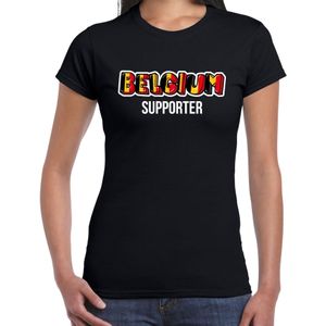 Zwart Belgium fan t-shirt voor dames - Belgium supporter - Belgie supporter - EK/ WK shirt / outfit