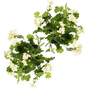 Topart Kunstbloemen boeket Oostenrijkse Geranium wit 40 cm - 2x - Kunstplanten met bloemen