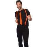 Carnaval verkleedset bretels en stropdas - oranje - volwassenen/unisex - feestkleding accessoires