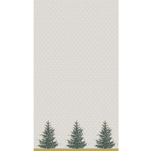 Kerst thema tafellaken/tafelkleed grijs/goud kerstbomen 138 x 220 cm - Kerstdiner tafeldecoratie versieringen