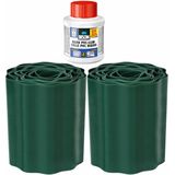 3x stuks Kunststof grasranden / borderranden groen 9 m x 20 cm inclusief Bison PVC lijm