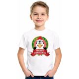 Kerst t-shirt voor kinderen met pinguin print - wit - shirt voor jongens en meisjes