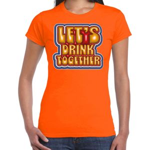 Bellatio Decorations Koningsdag shirt voor dames - let's drink together - oranje - feestkleding