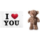 I Love You postkaart/ansichtkaart/wenskaart met bruine knuffelbeer - Valentijnsdag producten