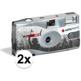 2x Bruiloft/huwelijk wegwerp camera met flitser en 36 zwart/wit fotos - Vrijgezellenfeest zwartwit fotos weggooi fototoestel