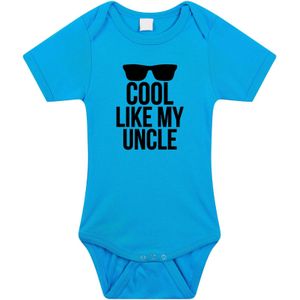 Cool like my uncle tekst baby rompertje blauw jongens - Cadeau oom rompertje - Babykleding