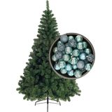 Bellatio Decorations kerstboom H150 cm - met kerstballen ijsblauw