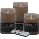 PEHA Kaarsen - set 3 beige - LED stompkaarsen met afstandsbediening