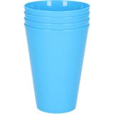 8x kunststof drinkbekers 430 ML met schenkkan set blauw van 1.75 liter - Indoor/outdoor