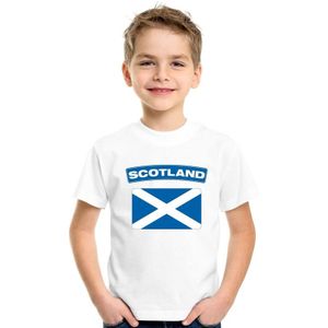 Schotland t-shirt met Schotse vlag wit kinderen