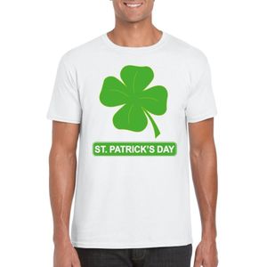 St. Patricksday klavertje t-shirt wit heren - St Patrick's day kleding