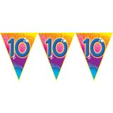 4x stuks verjaardag thema 10 jaar geworden feest vlaggenlijn van 5 meter - Feestartikelen/versiering