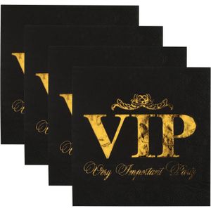 Santex VIP thema feest servetten - 40x stuks - 33 x 33 cm - papier - goud/zwart themafeest