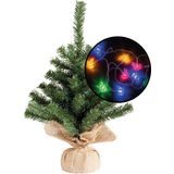 Kleine kunst kerstboom - groen - incl. paarden thema lichtsnoer - H45 cm