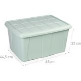 Plasticforte Opslagbox met deksel - 2x - Mintgroen - 60L - kunststof - 63 x 46 x 32 cm