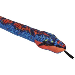 Pluche blauw/oranje slang knuffel 137 cm - Slangen reptielen knuffels - Speelgoed voor kinderen