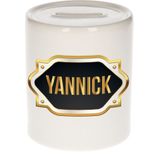 Yannick naam cadeau spaarpot met gouden embleem - kado verjaardag/ vaderdag/ pensioen/ geslaagd/ bedankt
