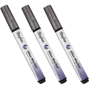 3x stuks zilveren marker stift met een dikke punt - Stiften om mee te schrijven/tekenen