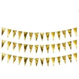 3x Metallic gouden vlaggenlijnen 2 meter - Oud &amp; Nieuw decoratie - Oudjaarsavond versiering