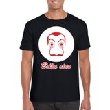 Zwart Salvador Dali t-shirt maat L - met La Casa de Papel masker voor heren - kostuum