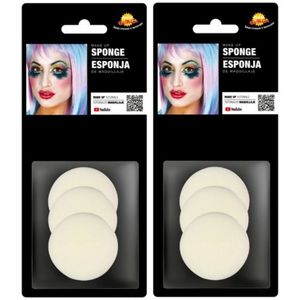 6x stuks schmink / make up sponsjes rond - Grimas sponsje rond - Schminken