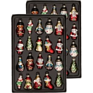 40x Kersthangers kerstfiguurtjes van glas 5 cm - Kerstversiering - Kerstmannen/sneeuwpoppen/beer/notenkraker/engelen