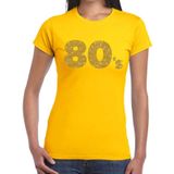 80's goud glitter t-shirt geel dames - Jaren 80/ Eighties kleding