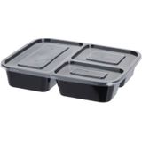 Excellent Houseware Meal prep bakjes - 1x - 22 x 19 x 4,5 cm - 3 vakken - 1,5 L