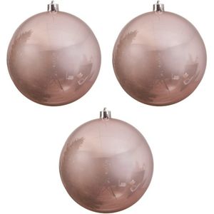 3x Grote lichtroze kunststof kerstballen van 14 cm - glans - lichtroze kerstboom versiering