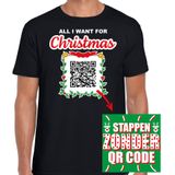 Kerst QR code kerstshirt All I want: Stappen zonder QR code heren zwart - Bellatio Christmas sweaters