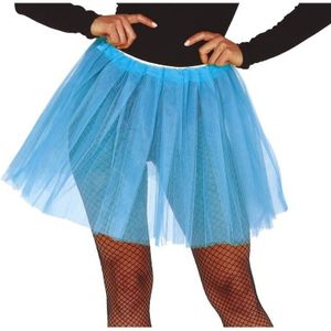 Petticoat/tutu rokje lichtblauw 40 cm voor dames - Tule onderrokjes azur blauw S-M-L
