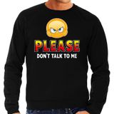 Funny emoticon sweater Please dont talk to me zwart voor heren - Fun / cadeau trui