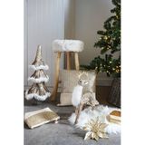 Kerstboom bloemen op clip - 2x stuks - champagne - kunststof - 18 cm