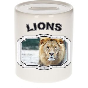 Dieren liefhebber leeuw spaarpot  9 cm jongens en meisjes - keramiek - Cadeau spaarpotten leeuwen liefhebber
