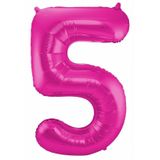 Cijfer ballonnen - Verjaardag versiering 25 jaar - 85 cm - roze