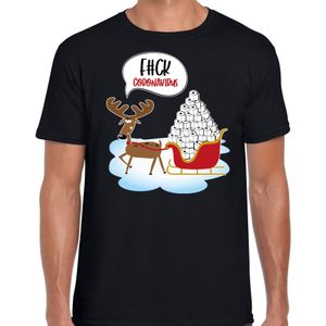 F#ck coronavirus fout Kerstshirt / Kerst t-shirt zwart voor heren - Kerstkleding / Christmas outfit
