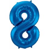 Cijfer ballonnen - Verjaardag versiering 80 jaar - 85 cm - blauw