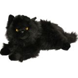 Pluche knuffel kat/poes zwart van 30 cm met A5-size Happy Birthday wenskaart - Verjaardag cadeau setje