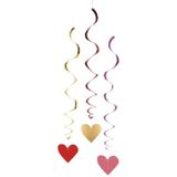 Hartjes hangdecoratie rood, roze, goud 24x stuks Valentijn/Bruiloft versiering