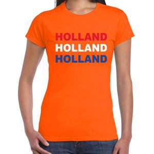 Oranje Holland t-shirt in de kleuren van de Nederlandse vlag voor dames - Oranje / EK / WK supporter / Koningsdag shirt / kleding