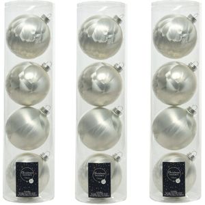12x stuks kerstballen wit ijslak van glas 10 cm - mat/glans - Kerstversiering/boomversiering