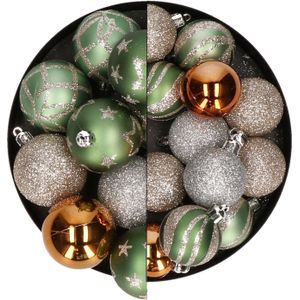 Atmosphera Kerstballen - 27x st - champagne/oker/lichtgroen - 4 en 5 cm - kunststof
