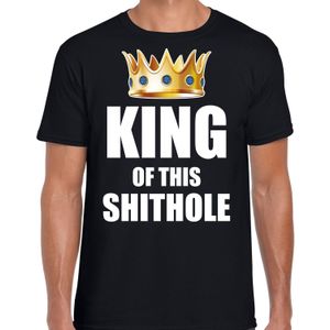 King of this shit hole t-shirt zwart voor heren - Woningsdag / Koningsdag - thuisblijvers / luie dag / relax shirtje