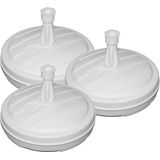 Set van 5x ronde parasolvoet wit 42 cm - 13 liter - Steeldikte 1,8 tot 3 cm