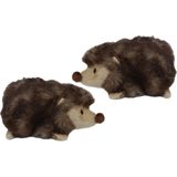 Pia Soft Toys Knuffeldier Egel - 2x - zachte pluche stof - bruin - kwaliteit knuffels - 15 cm - Egels