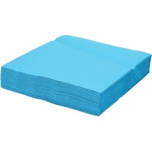Santex feest servetten aqua blauw - groot - 25x stuks - papier - 40 x 40 cm