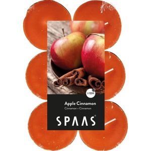 48x Maxi geurtheelichtjes Apple Cinnamon 10 branduren - Geurkaarsen appel/kaneel geur - Grote waxinelichtjes