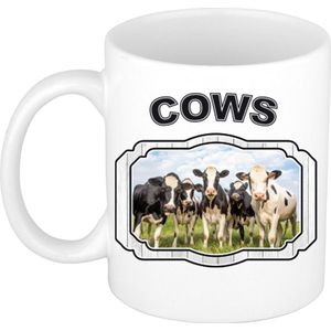 Dieren liefhebber koe mok 300 ml - kerramiek - kudde koeien - cadeau beker / mok Nederlandse koeien liefhebber