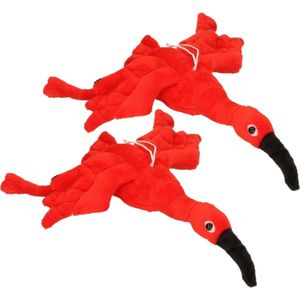 Cornelissen Ibis vogel - 2 stuks - rood - pluche - 34 cm